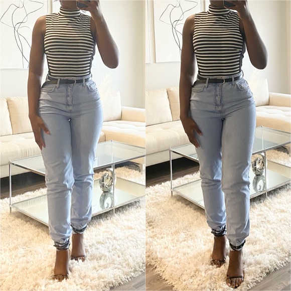 Tops - Striped Top with Black Side Panels